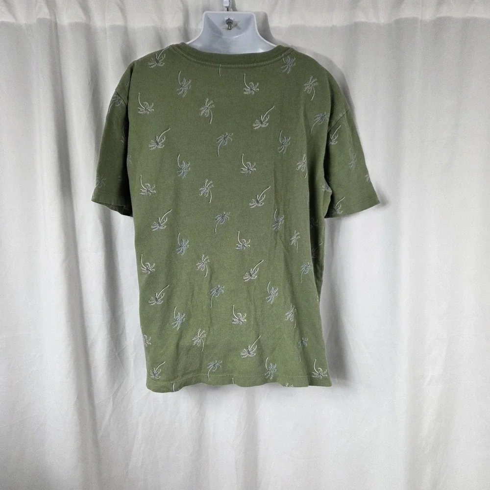 Old Navy Boys Size Large Short Sleeve Crew Neck T Shirt Green Plam Tree Print